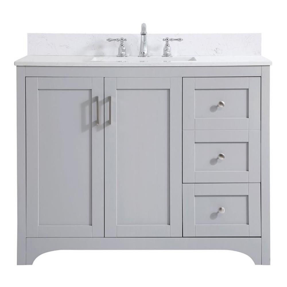 Moore 42" Gray MDF Bathroom Vanity with Calacatta White Marble Top