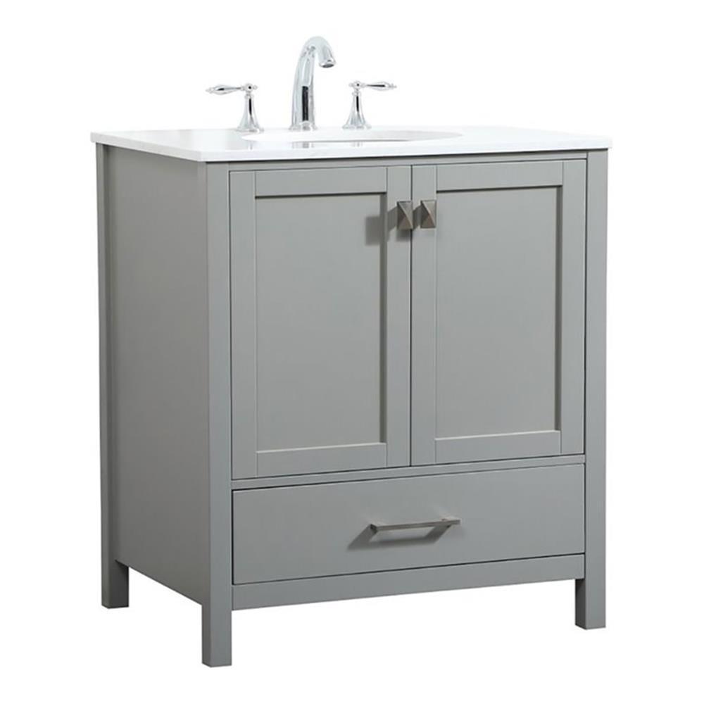 Elegant Decor Irene 30" Zinc Alloy MDF Single Bathroom Vanity in Gray