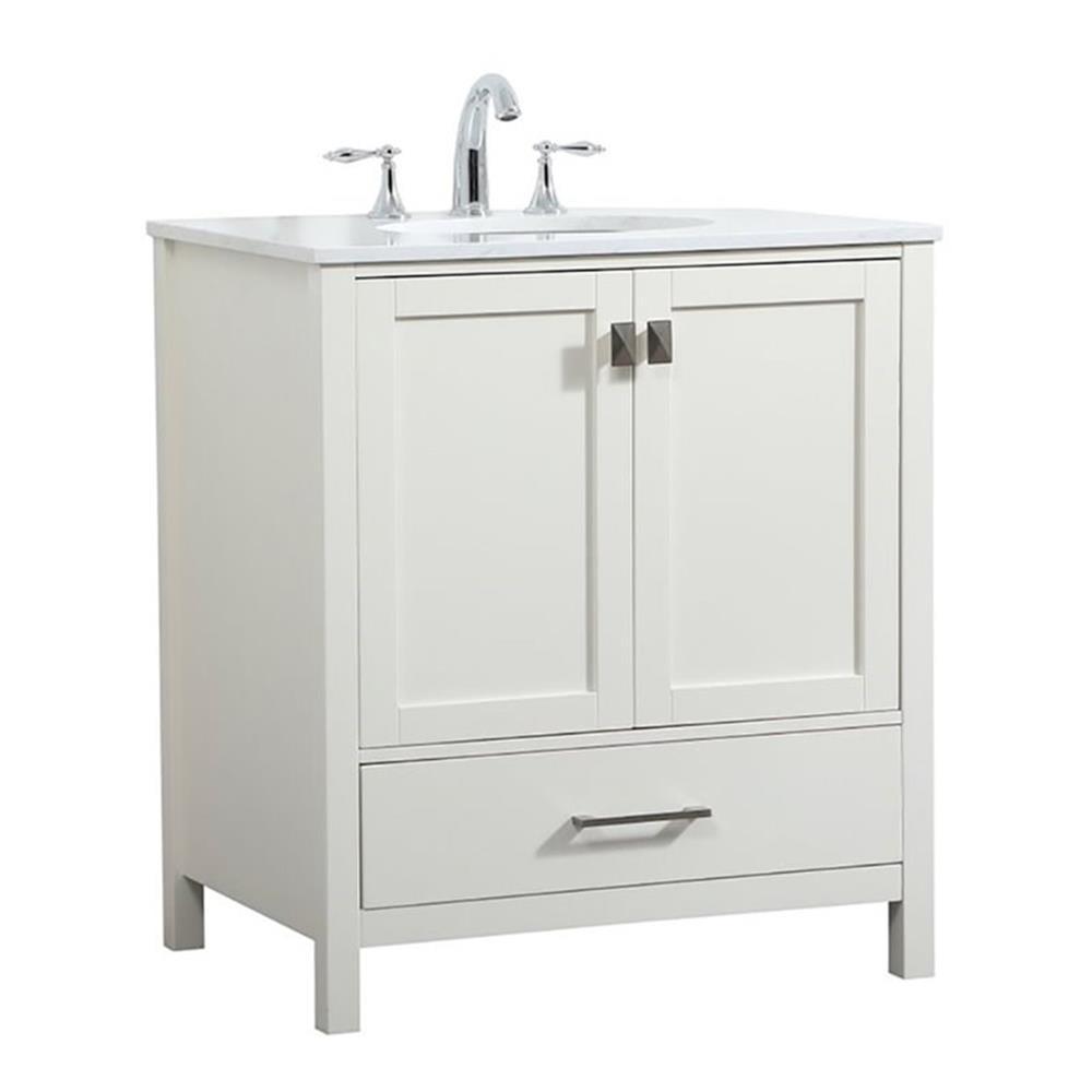 Irene 30" White MDF Single Bathroom Vanity with Quartz Top