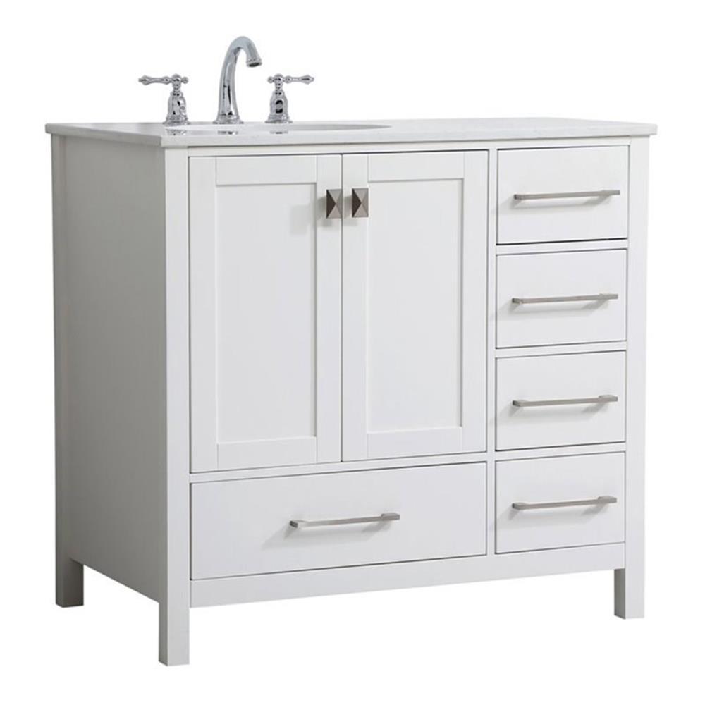 Irene 36" White Solid Wood Single Bathroom Vanity