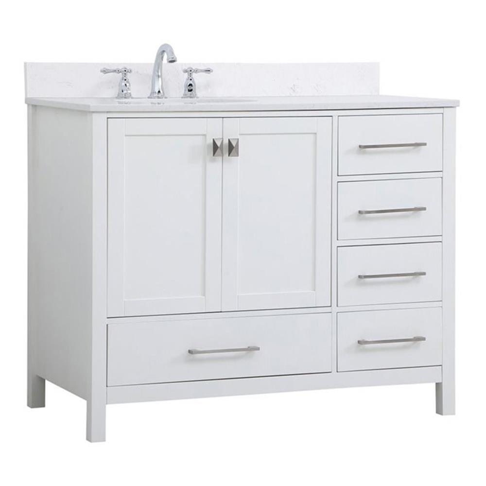 Elegant Decor Irene 42" Solid Wood Single Bathroom Vanity w/ Backsplash in White