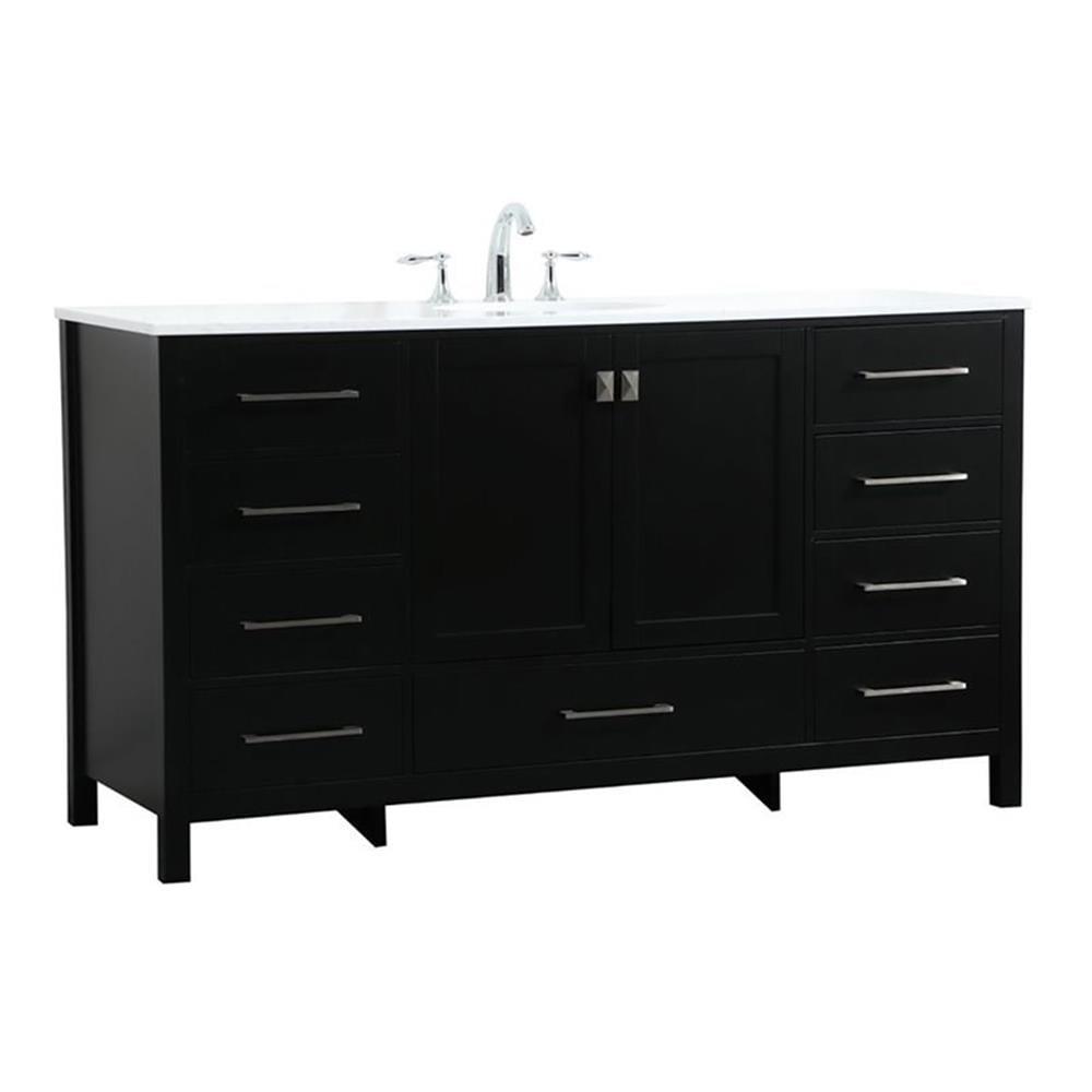 Elegant Decor Irene 60" Zinc Alloy MDF Single Bathroom Vanity in Black