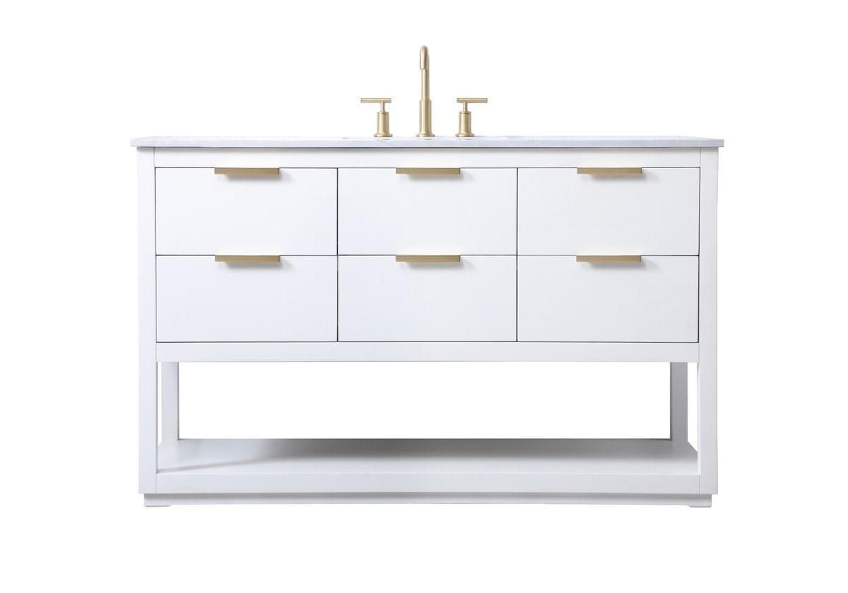 Elegant Lighting Vf19254 Larkin 54" Free Standing Single Basin Vanity Set - White