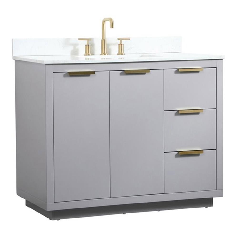 Elegant Decor Blake 42" MDF Single Bathroom Vanity with Backsplash in Gray