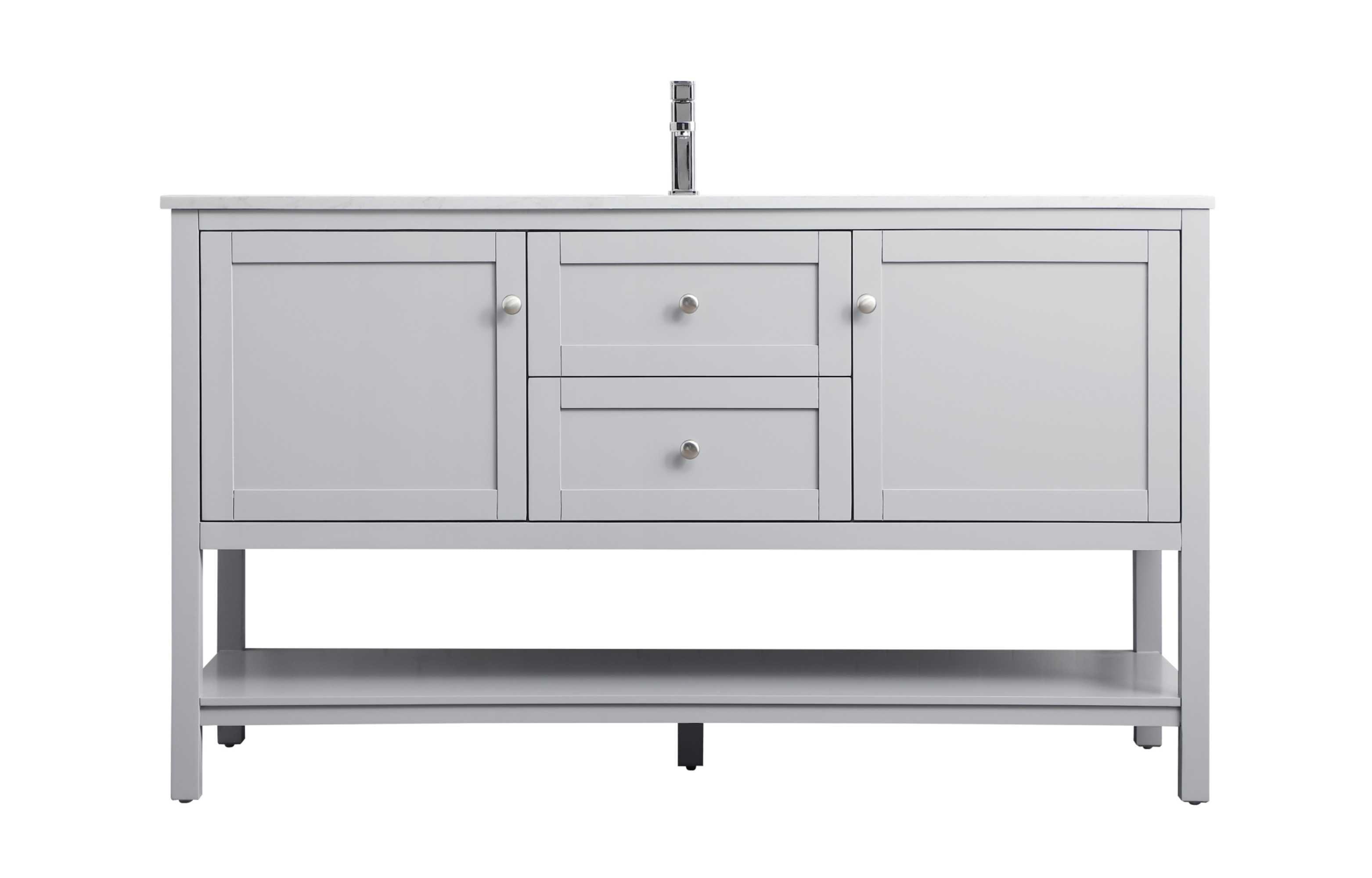 Hokku Designs Heath 60'' Double Bathroom Vanity with Engineered Marble Top