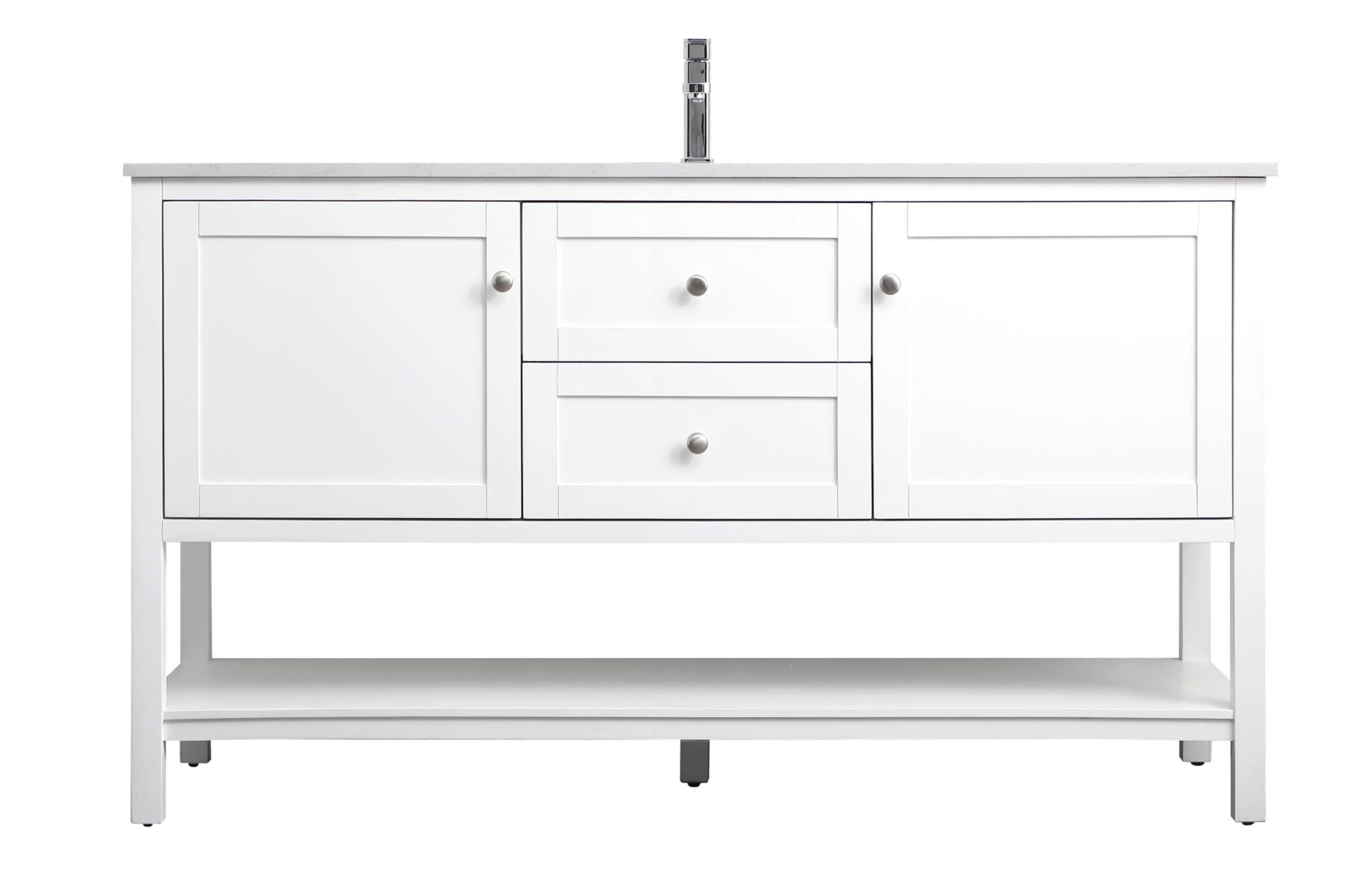 Hokku Designs Heath 60'' Double Bathroom Vanity with Engineered Marble Top
