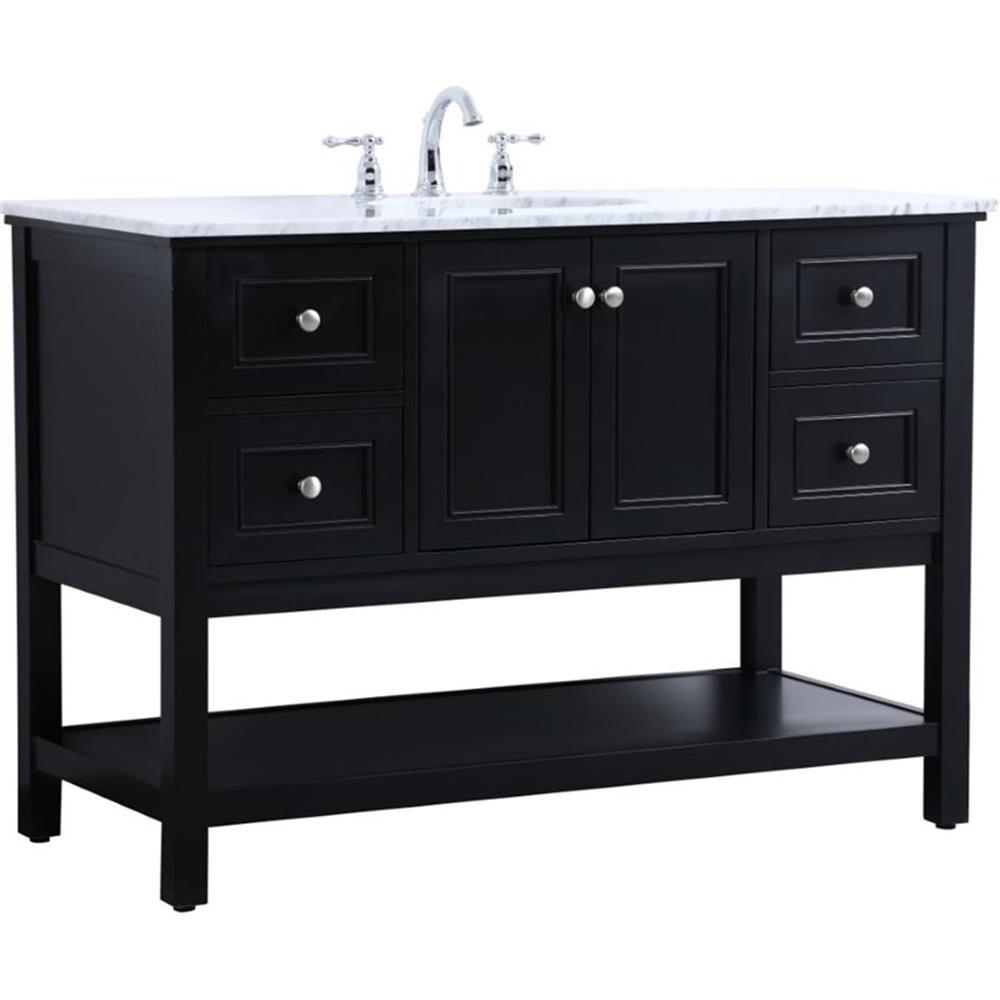 Elegant Decor Metropolis 48" Single Marble Top Bathroom Vanity in Black