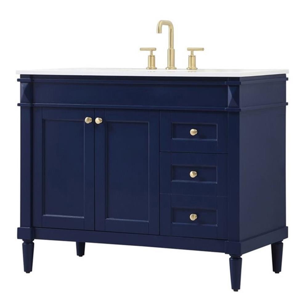 Elegant Decor Bennett 42" Aluminum MDF Single Bathroom Vanity in Blue