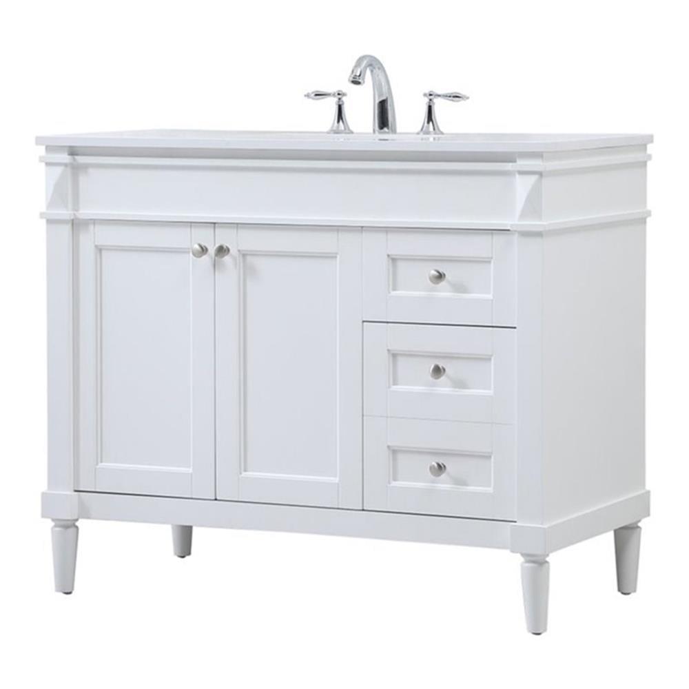 Elegant Decor Bennett 42" Aluminum MDF Single Bathroom Vanity in White