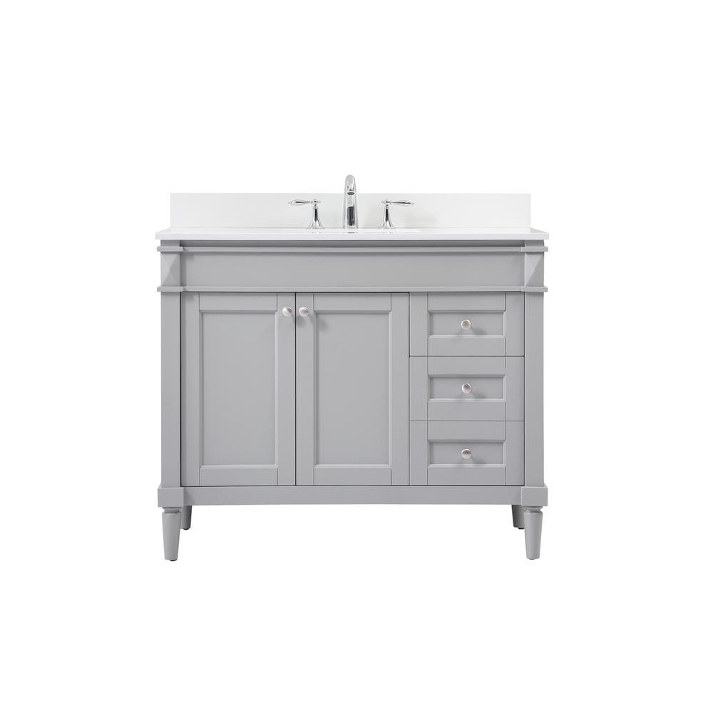 Grey Freestanding Single Vanity with Engineered Marble Top