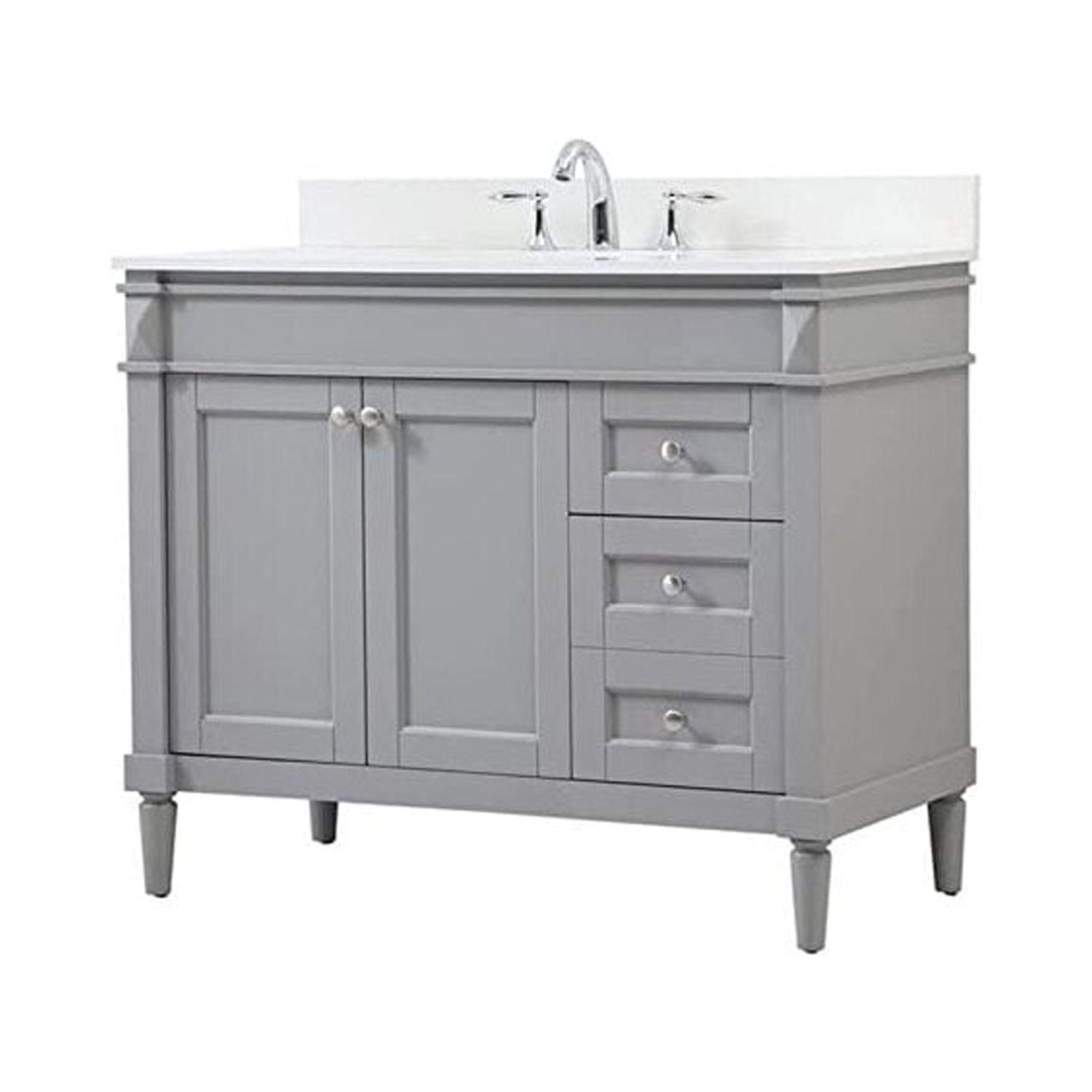 Grey Freestanding Single Vanity with Engineered Marble Top