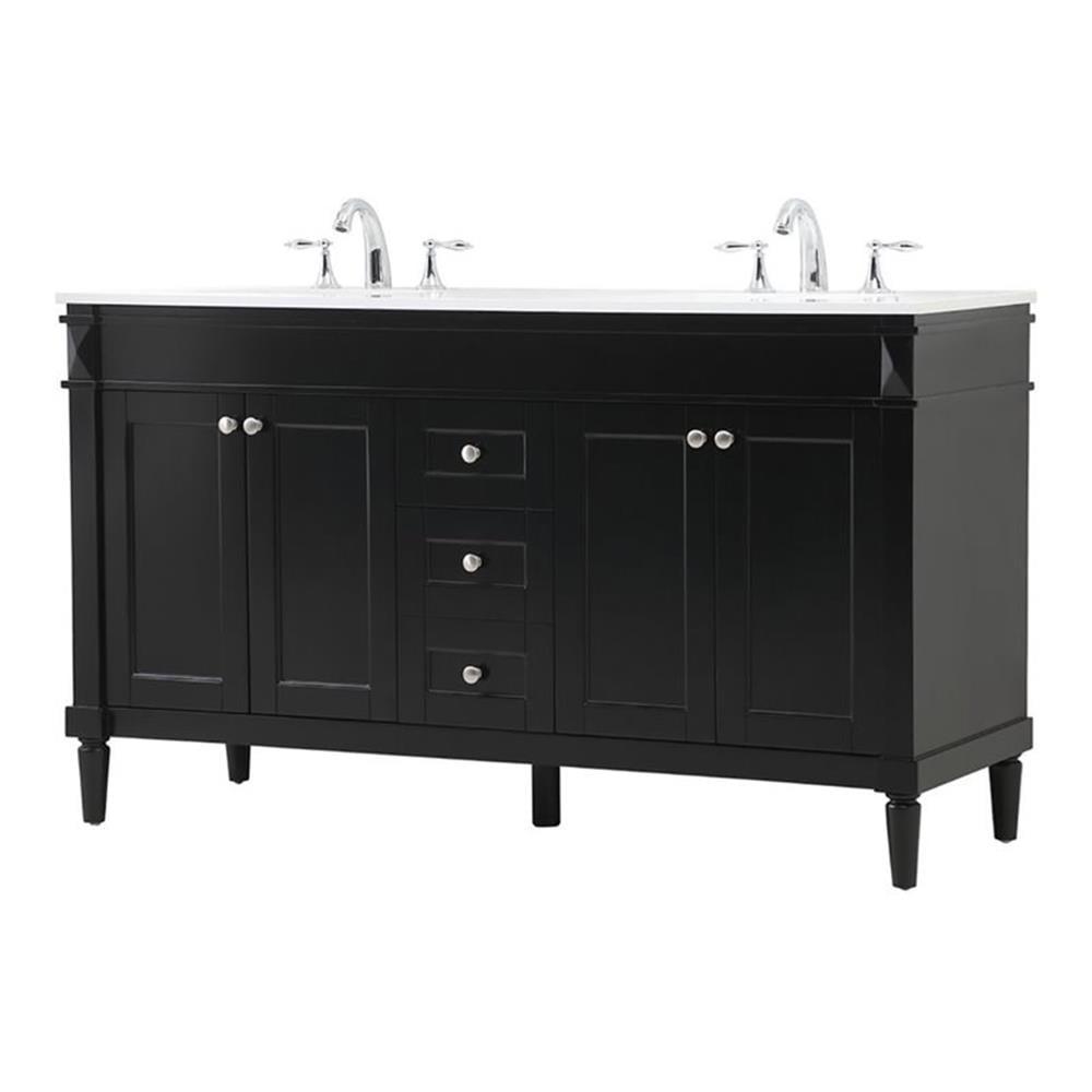 Bennett 60" Black and Brushed Nickel Double Freestanding Bathroom Vanity