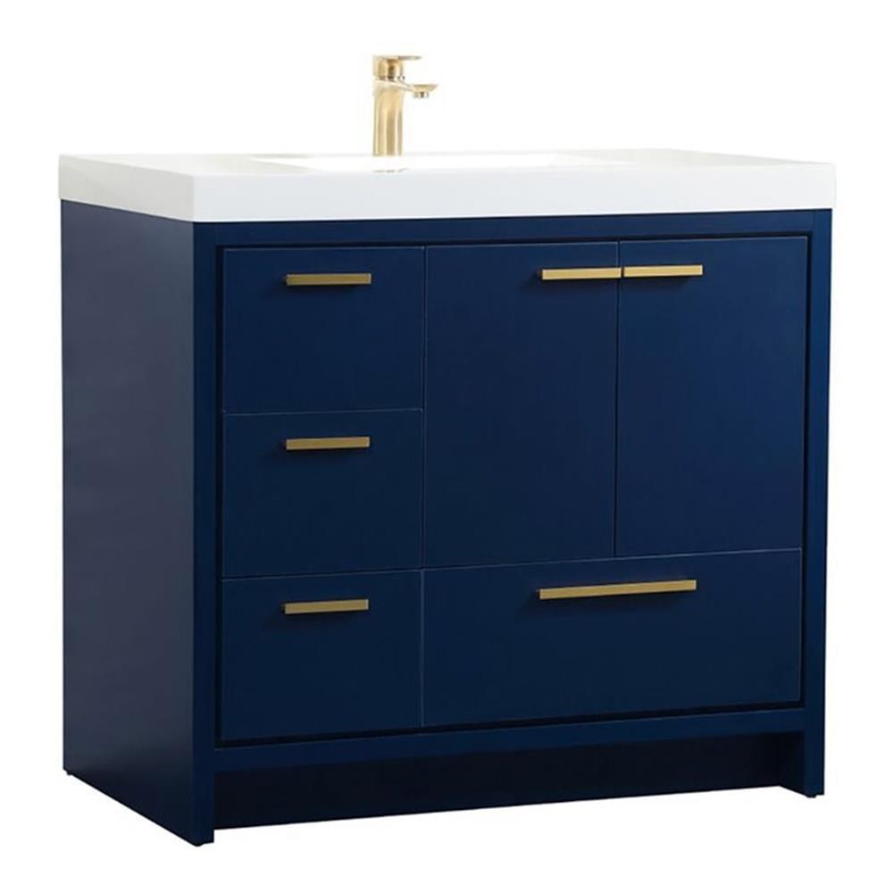 Wyatt 36" Blue MDF Single Bathroom Vanity with Resin Countertop