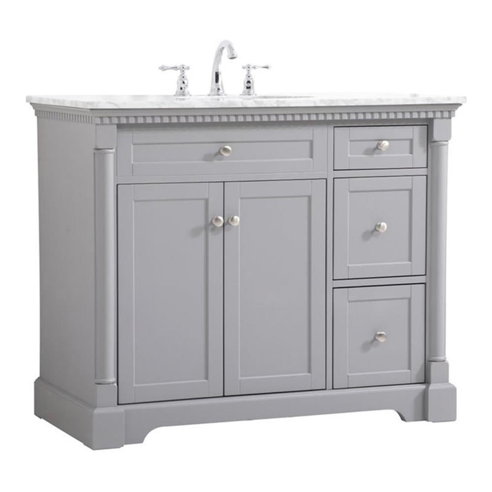 Elegant Decor Clarence 42" Solid Wood and Metal Single Bathroom Vanity in Gray