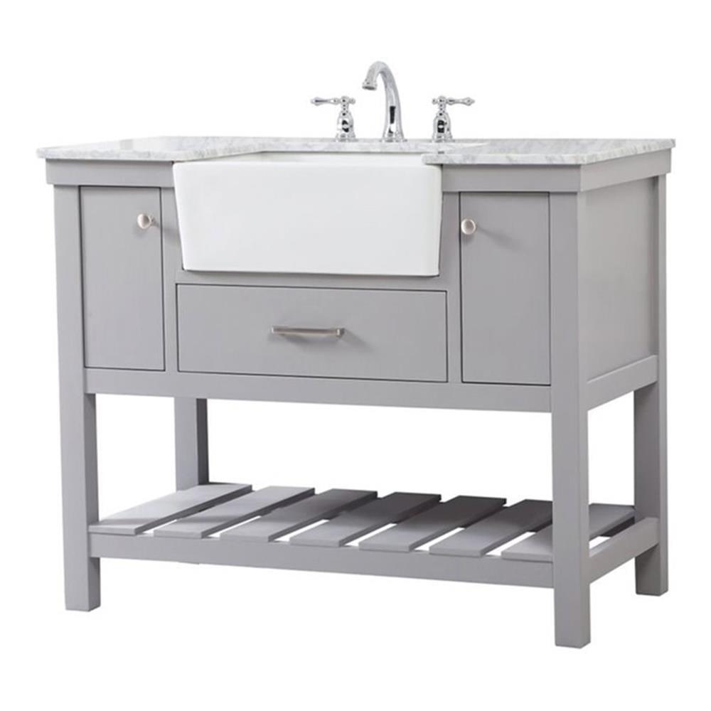 Elegant Decor Clement 42" Aluminum MDF Single Bathroom Vanity in Gray