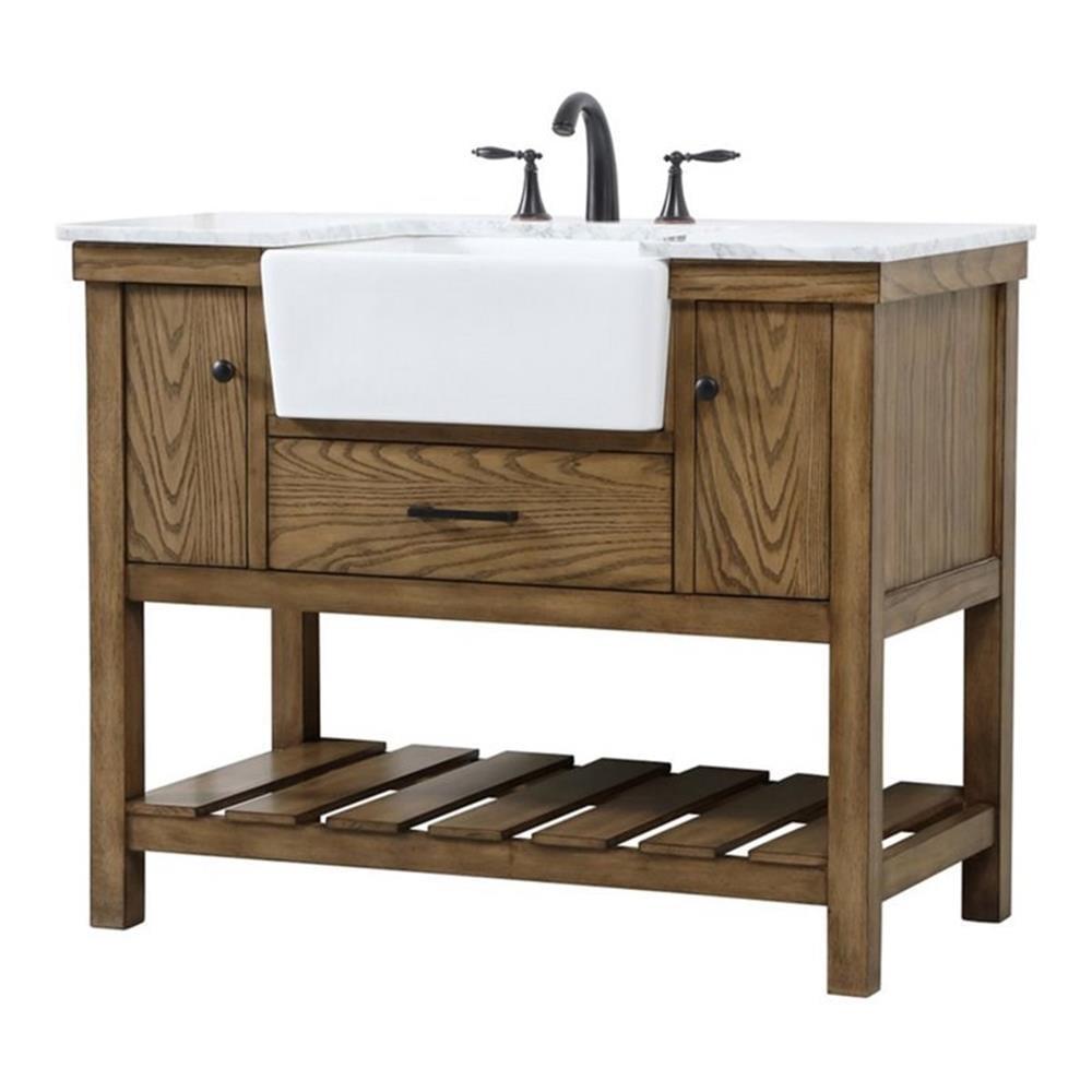 Driftwood Solid Wood and MDF Single Bathroom Vanity with Marble Top