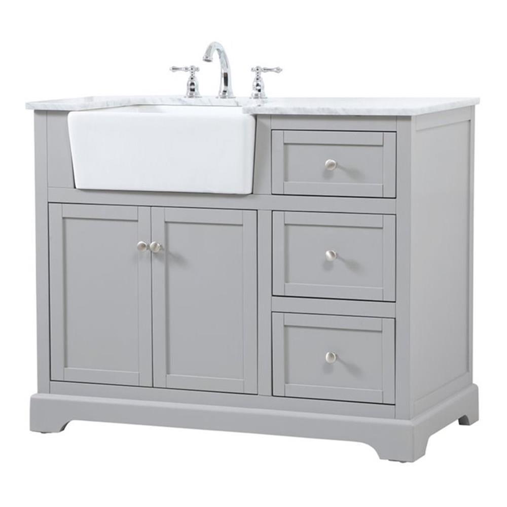 Gray 42" Single Bathroom Vanity with Carrara Marble Top