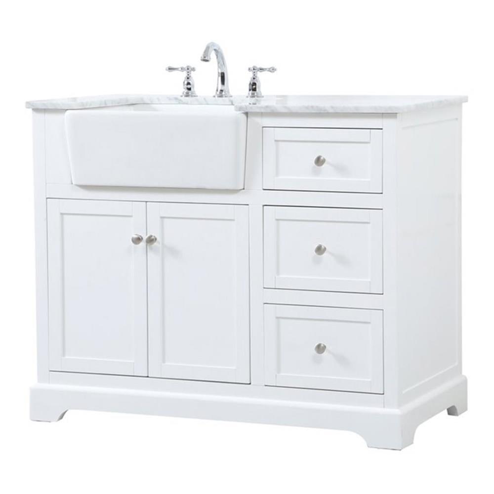 Elegant Decor Franklin 42" Aluminum MDF Single Bathroom Vanity in White