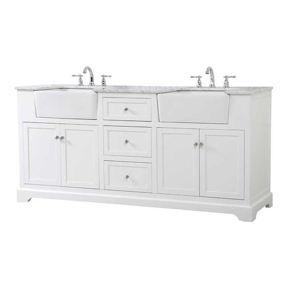 Elegant Decor Franklin 72" Aluminum MDF Double Bathroom Vanity in White