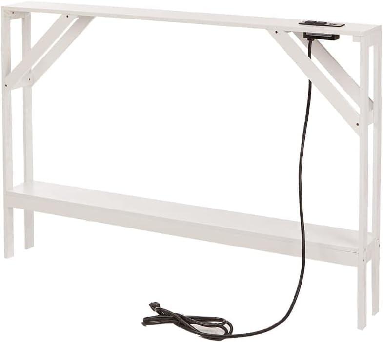 White Slim Console Table with Power Outlets and USB Ports