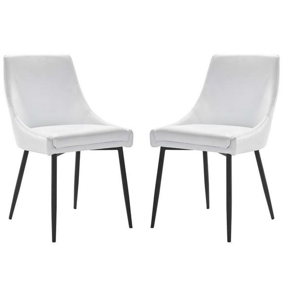 Modway Viscount 19" Modern Faux Leather Dining Chairs in Black/White (Set of 2)