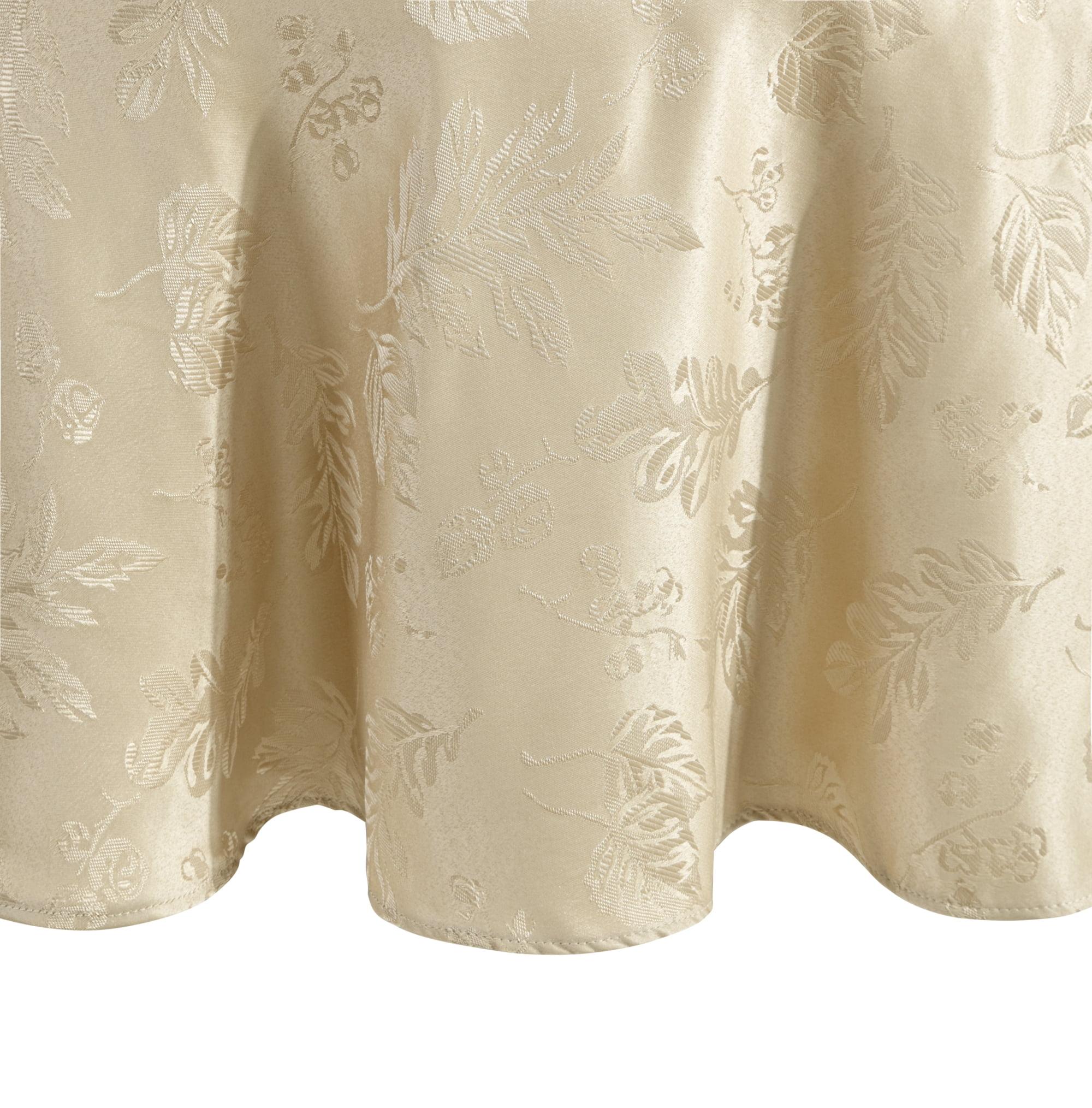 Elegant Taupe Jacquard Damask Fall Round Tablecloth