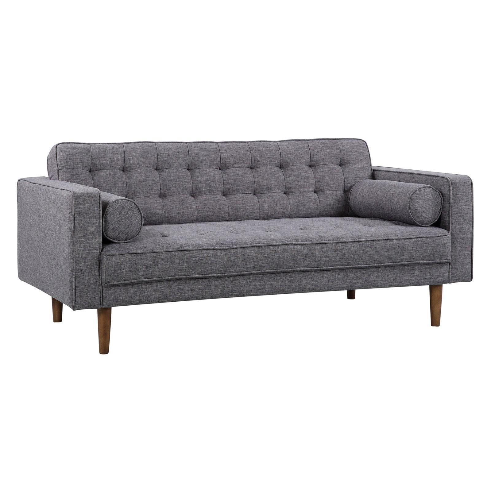 Element Loveseat in Dark Gray Linen and Walnut Legs