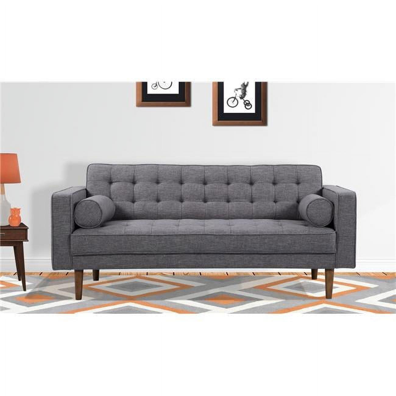 Element Dark Gray Linen Tufted Loveseat with Walnut Wood Legs