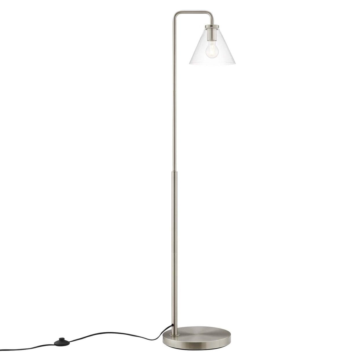 Element Satin Nickel Glass and Metal Arc Floor Lamp