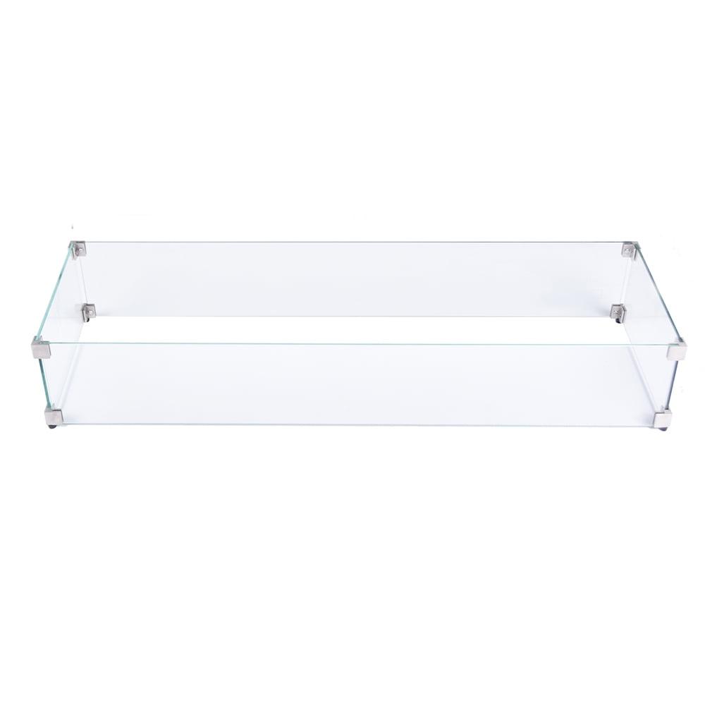 Rectangular Clear Tempered Glass Wind Guard with Stainless Steel Clips