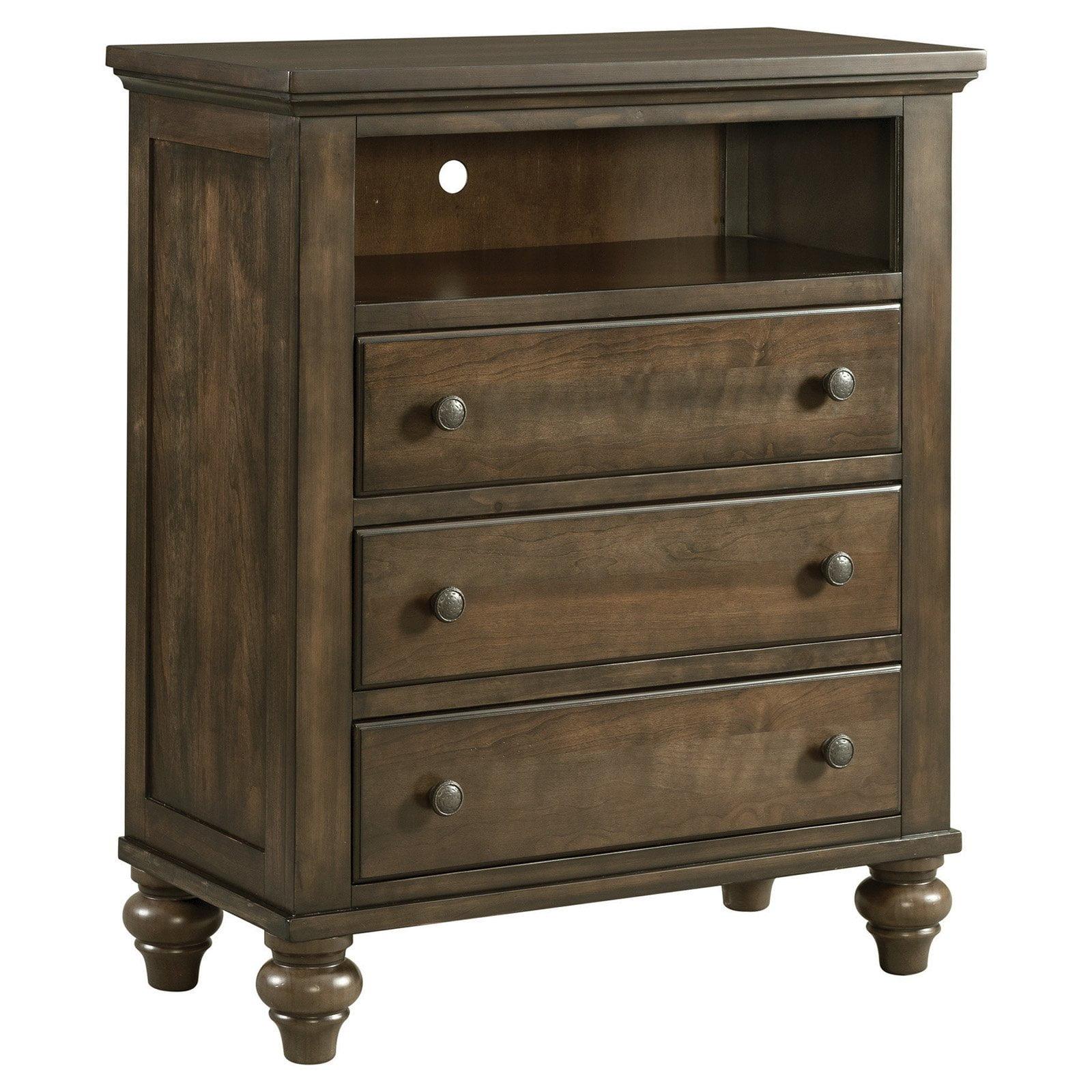 Channing 3-Drawer Smokey Walnut Media Chest