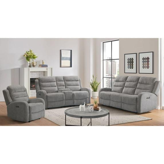 Picket House Furnishings Bexley Power Motion Loveseat with Power Motion Head Recliner & Console