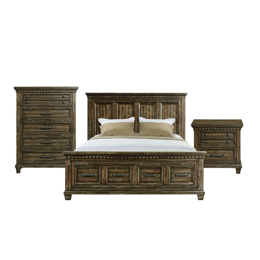 Charcoal King Panel Bed with Storage Drawers