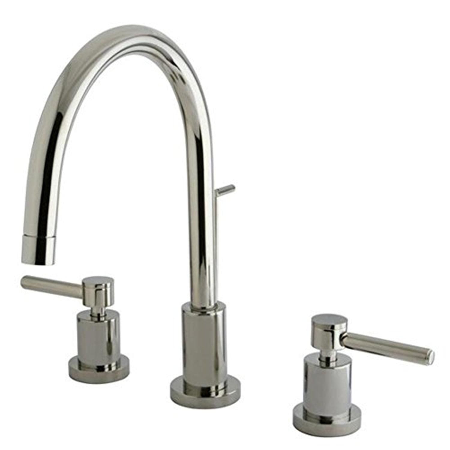 Polished Nickel Widespread Bathroom Faucet with Drain Assembly