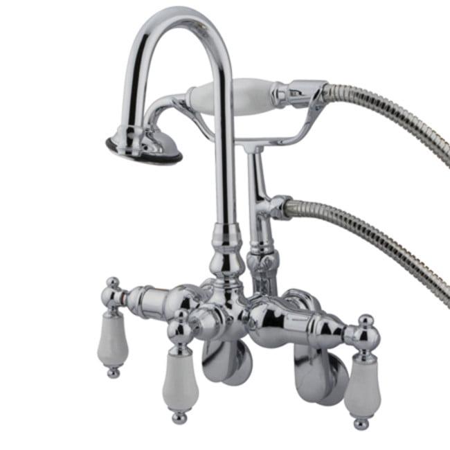 Hot Springs Triple Handle Wall Mounted Clawfoot Tub Faucet with Handshower