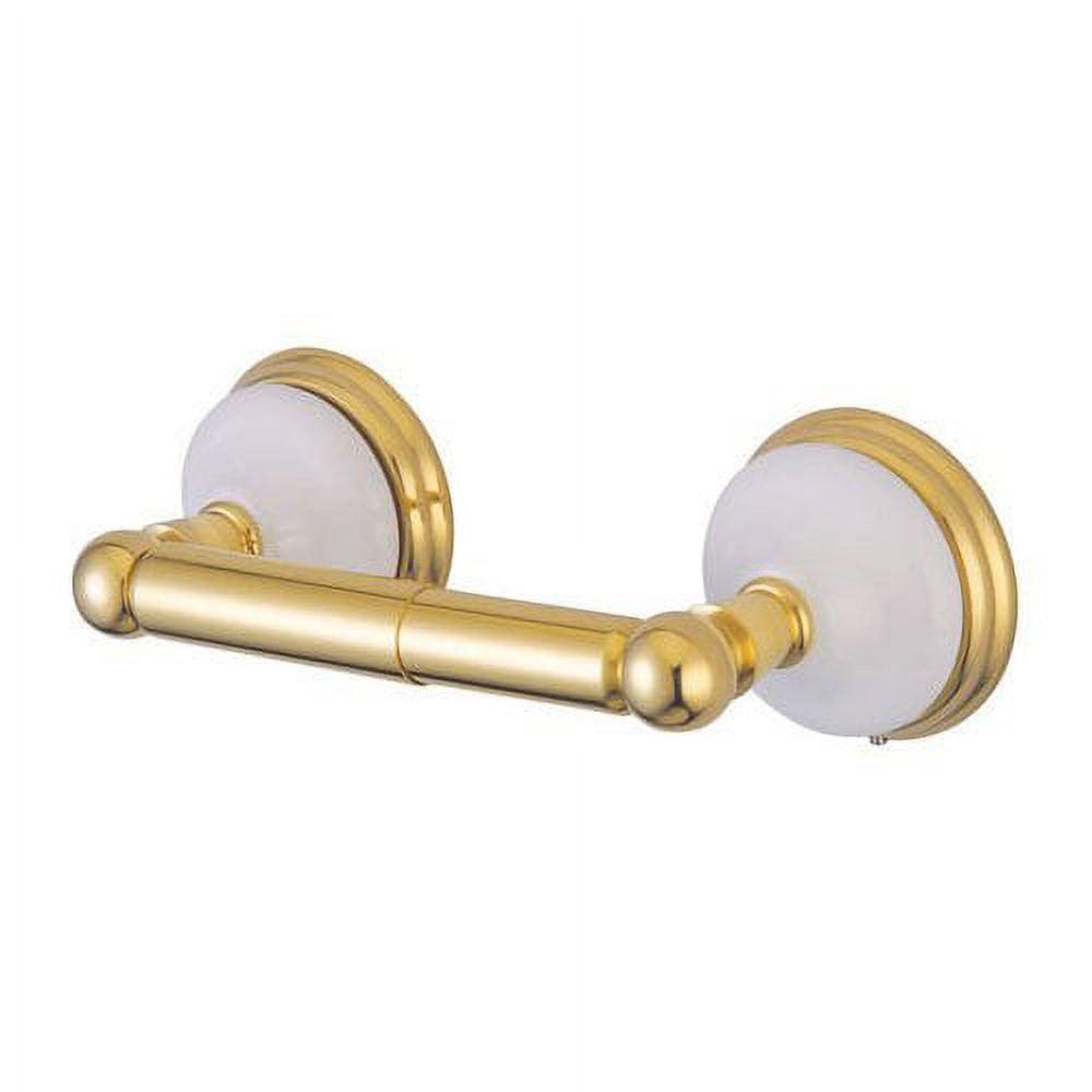 Polished Brass and White Victorian Wall Mounted Toilet Paper Holder