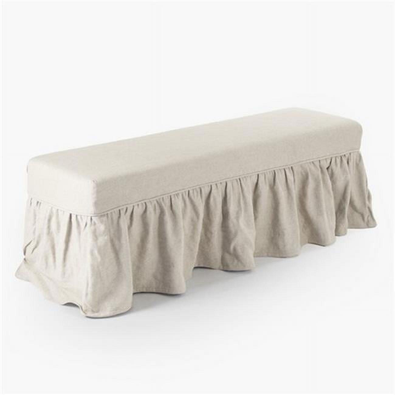 Elena Classic Linen-Cotton Skirted Accent Bench in Natural