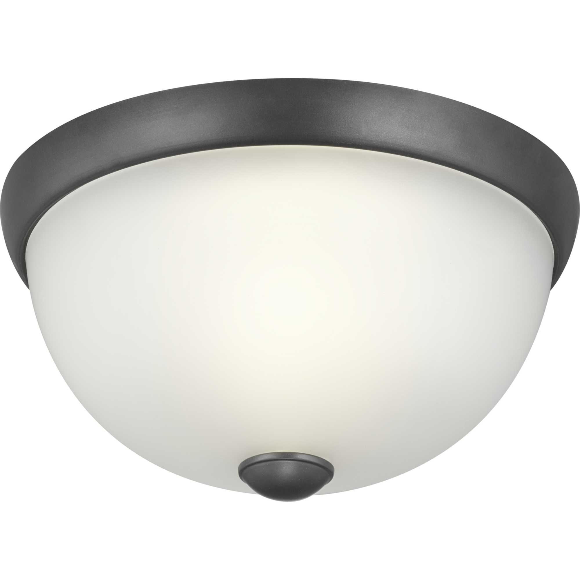 Black and White Glass Dome Flush Mount Light