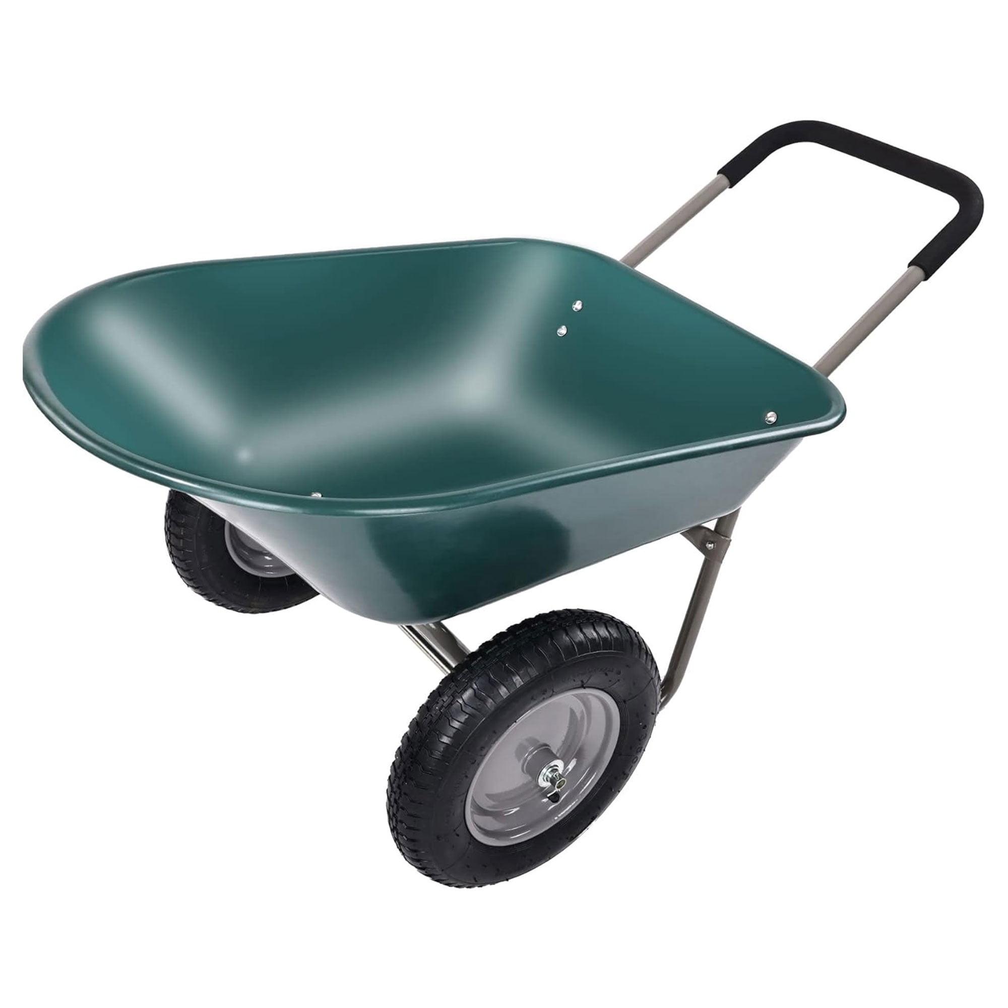 Costway 2 Tire Wheelbarrow Cart Heavy-duty Dolly Utility Cart Green
