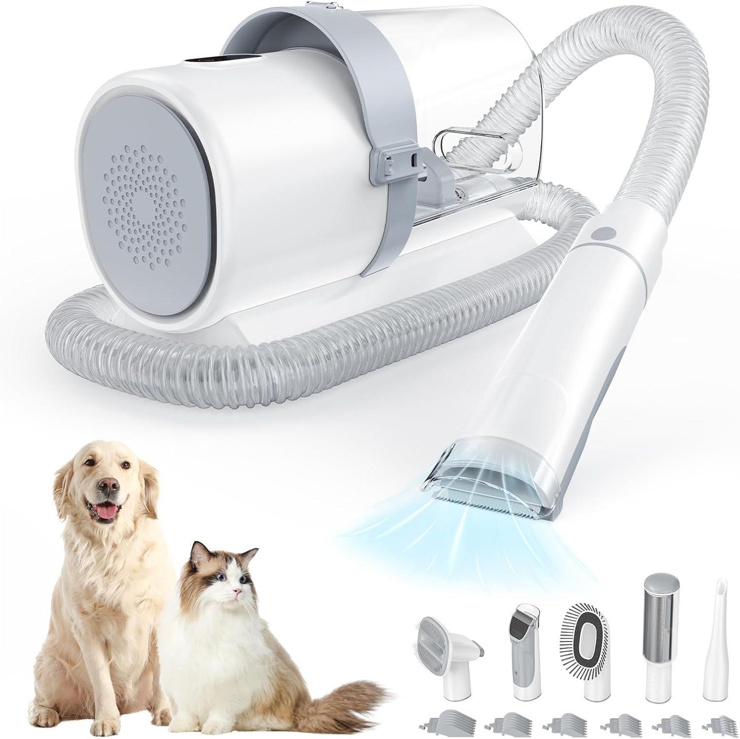 Elevon Professional Pet Grooming Vacuum Kit with Cordless Low Noise Dog Clippers, 2.5L Cup, 3 Suction Modes, and 5 Groomer Tools for Cats, Dogs and Other Animals Hair Trimmer