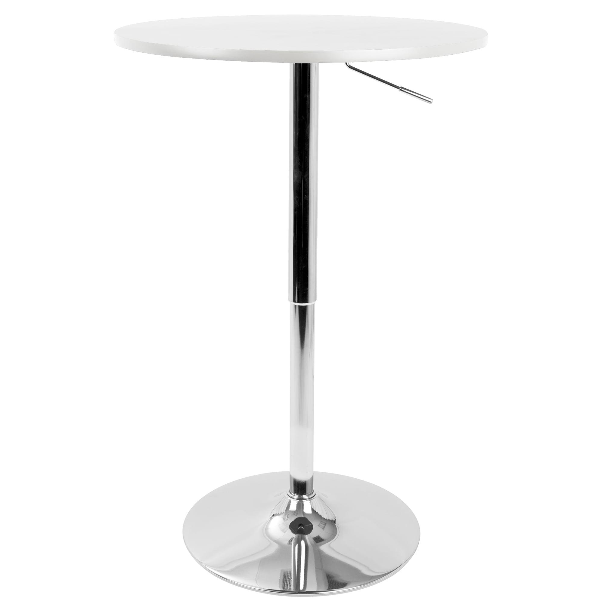 27.5" Elia Contemporary Adjustable Bar Height Pub Table White Wood Top with Chrome Frame - LumiSource
