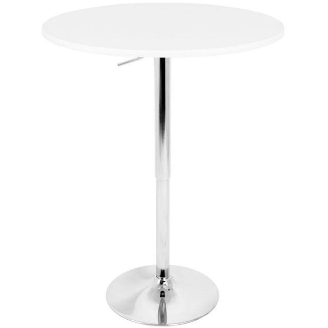27.5" Elia Contemporary Adjustable Bar Height Pub Table White Wood Top with Chrome Frame - LumiSource