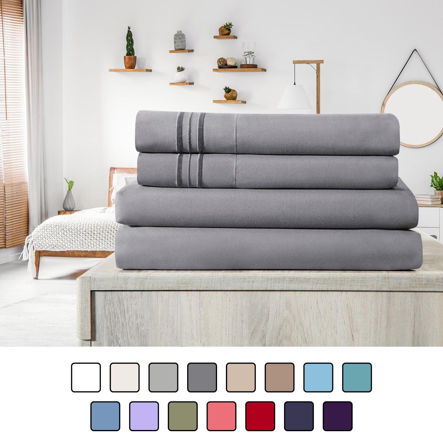 Elif Queen Size Gray Microfiber 4-Piece Bed Sheet Set