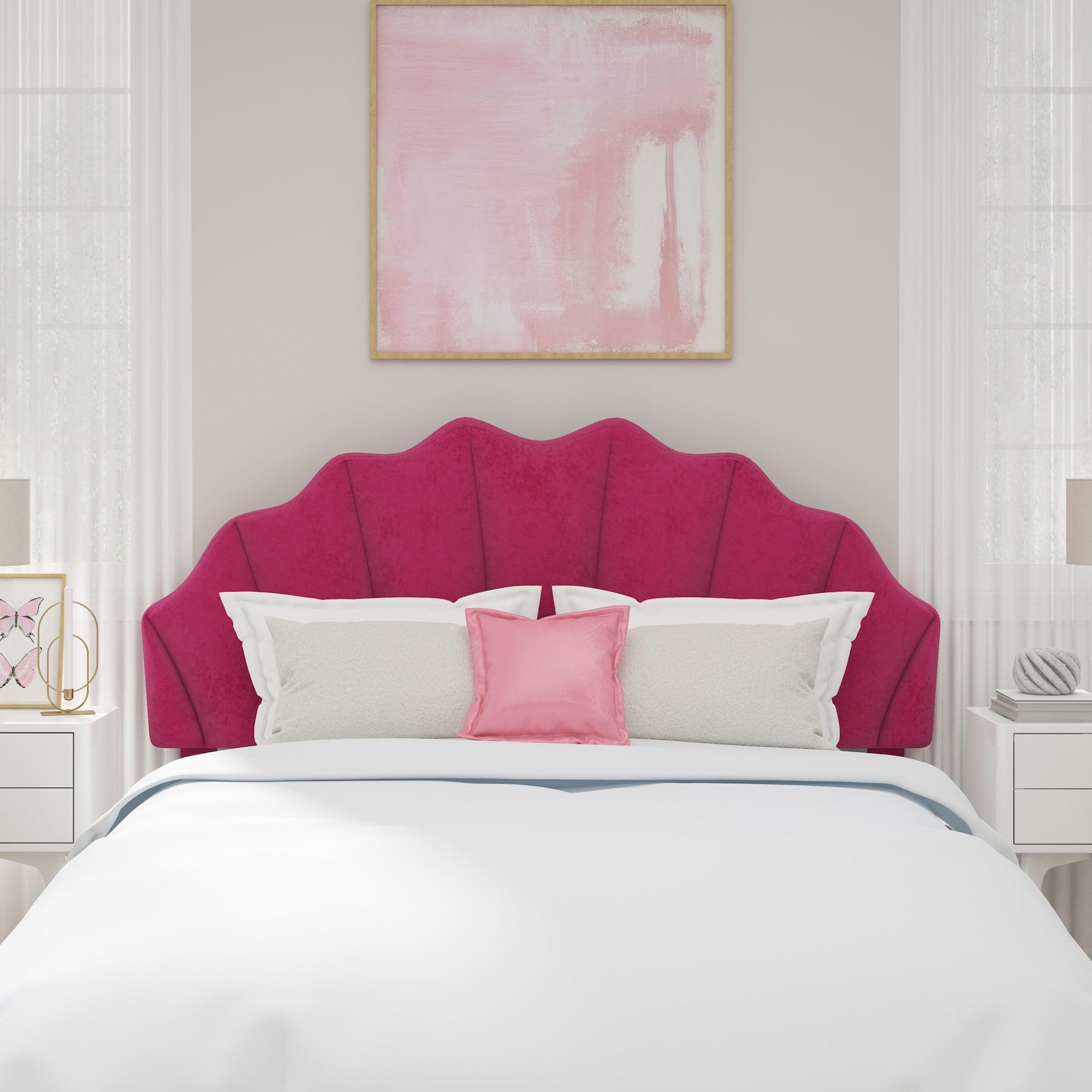 Pink Faux Velvet Tufted Full/Queen Upholstered Headboard