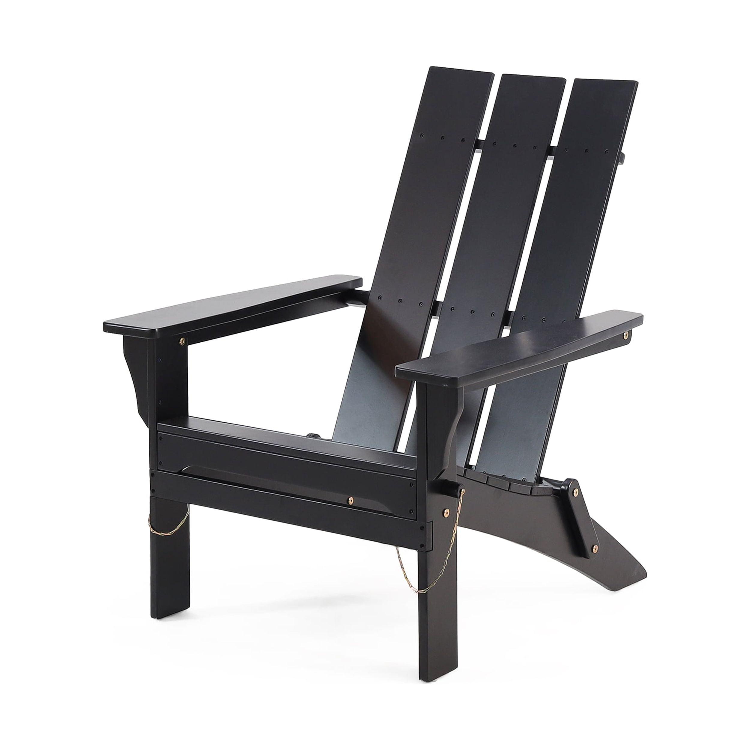 Sleek Black Acacia Wood Folding Adirondack Chair