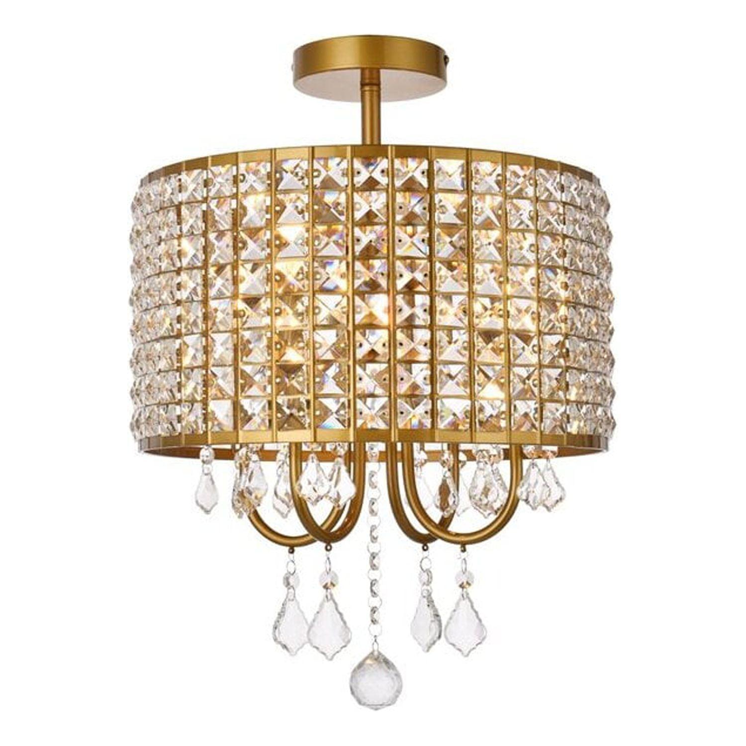 Elegant Lighting Elise 14 inch flush mount in brass