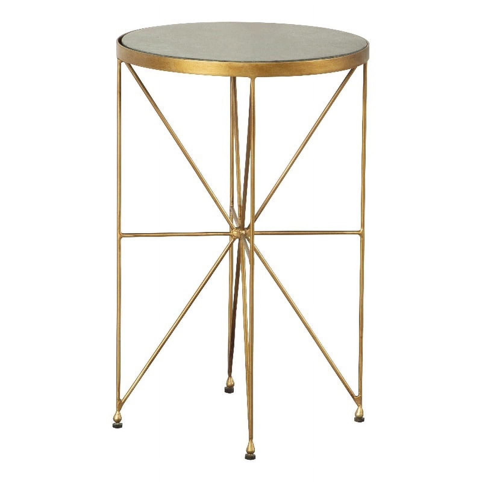 Green Marble and Gold Metal Round Accent Table