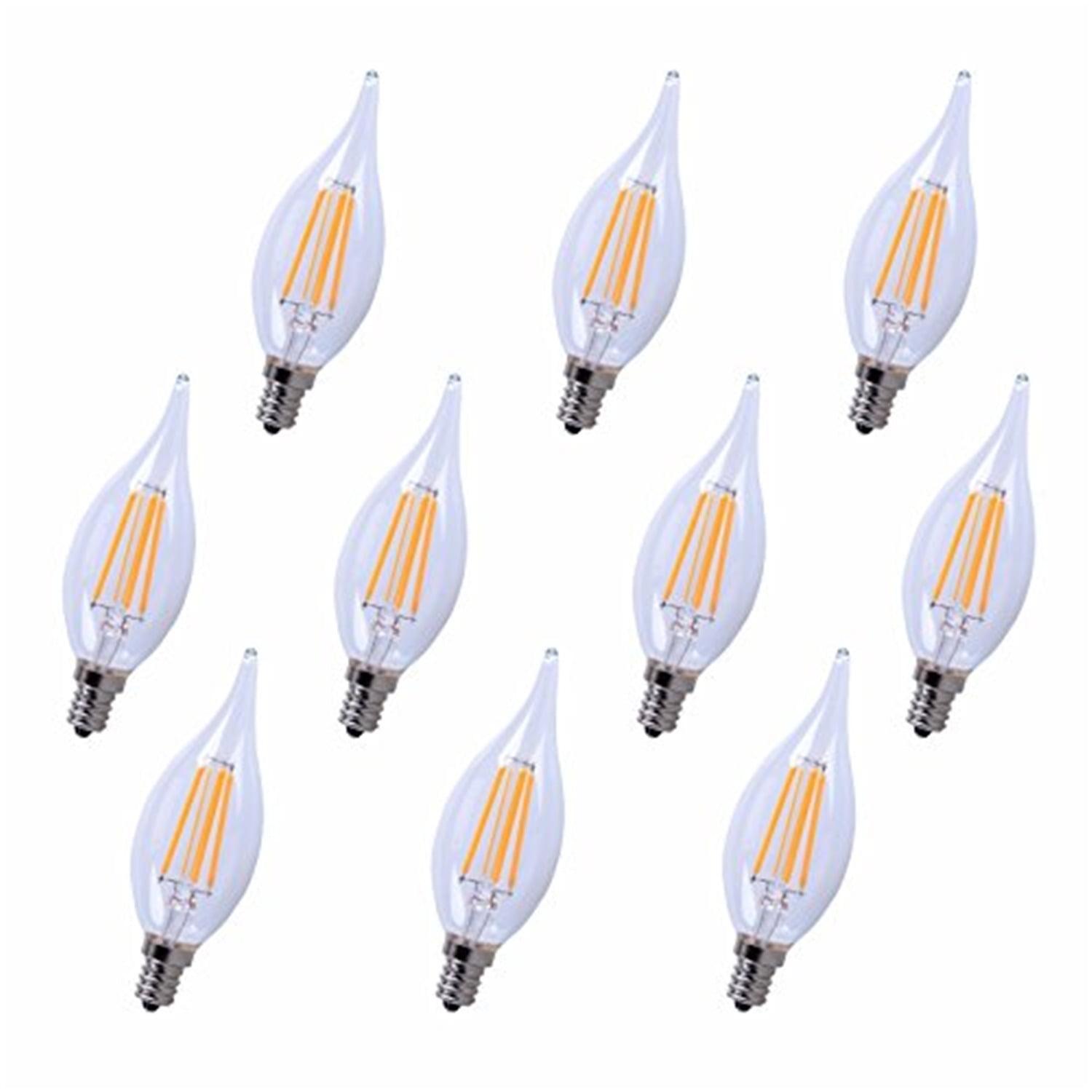 Clear Glass Dimmable LED Edison Candelabra Bulbs, Set of 10