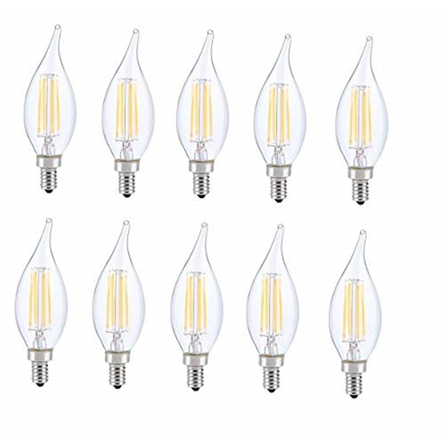 6W Clear Glass LED Dimmable Candle Light Bulb Set