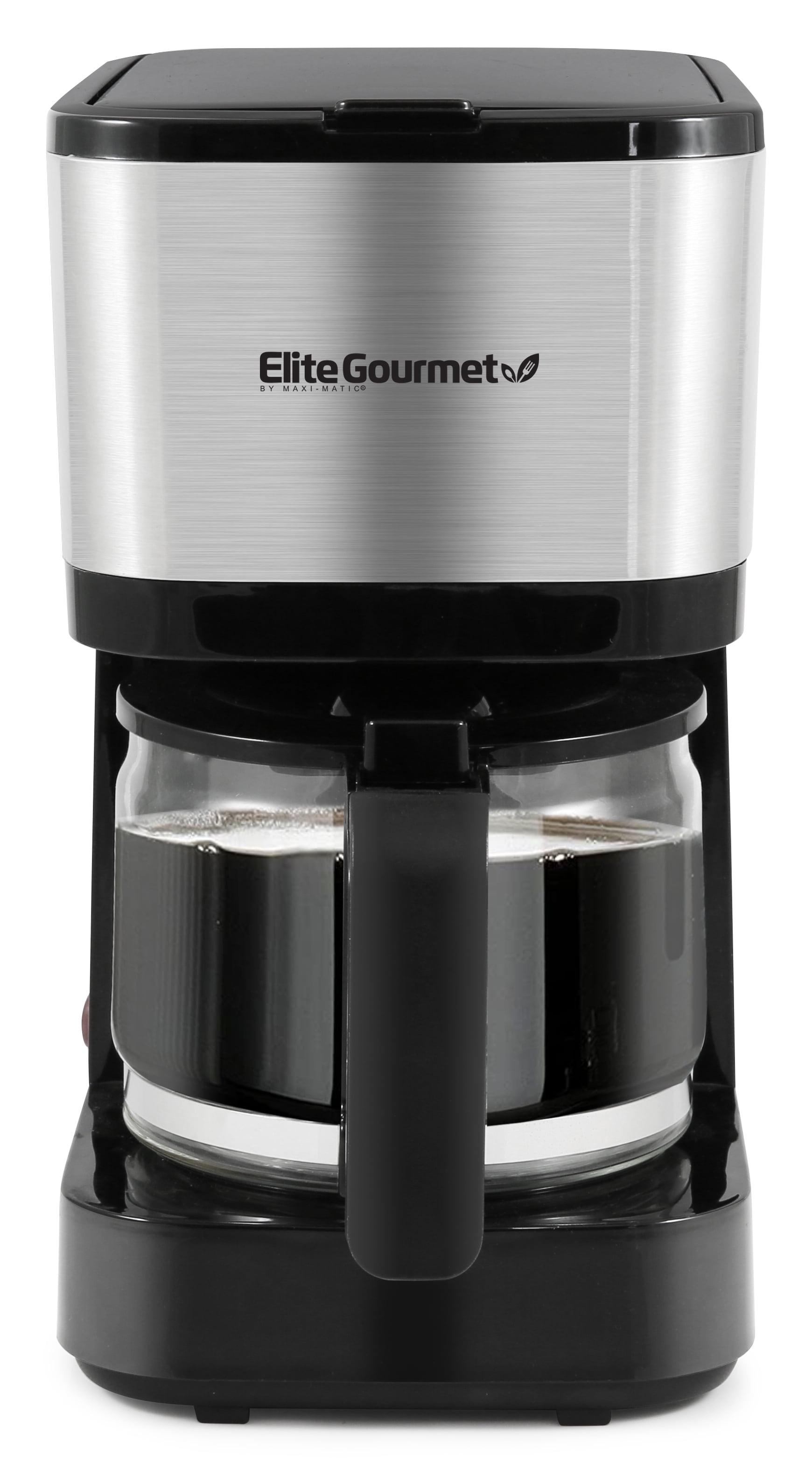 Elite 5-Cup Black and Stainless Steel Coffee Maker